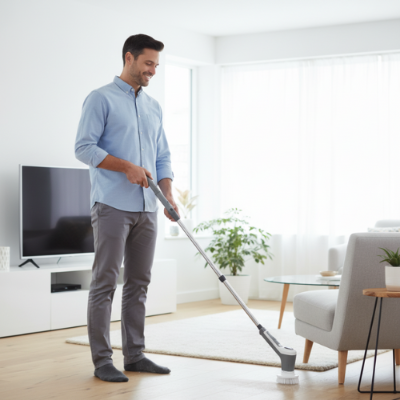 balai brosse électrique pour carrelage PowerClean 6 en 1 pour nettoyer salon