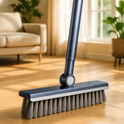 nettoyage sol parquet salon balai brosse pour carrelage bleu