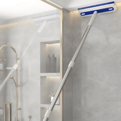nettoyer mur salle de bain balai telescopique