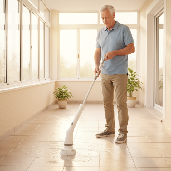 BROSSE A CARRELAGE ELECTRIQUE Sans Fil 6 Tetes sol veranda