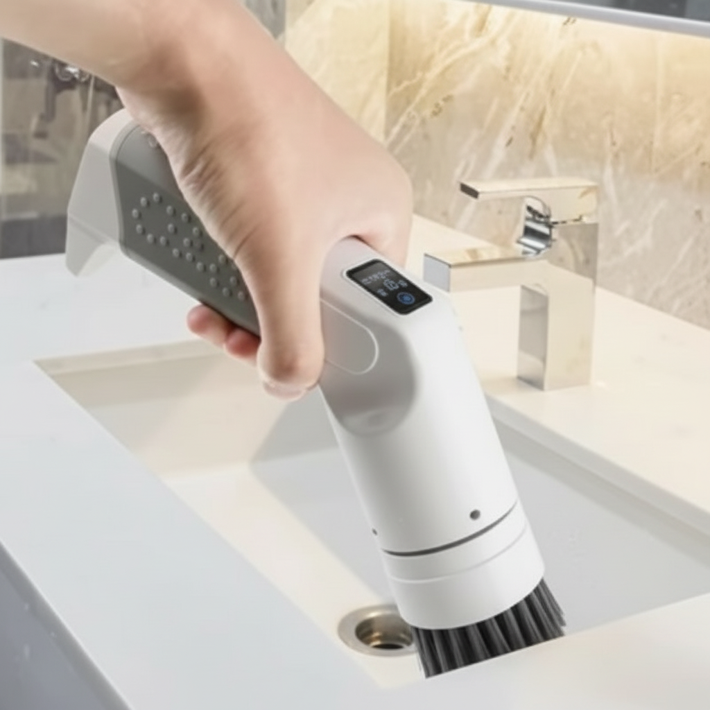 BROSSE ELECTRIQUE POUR NETTOYER LES JOINTS DE CARRELAGE Sans Fil 4 Têtes vasque
