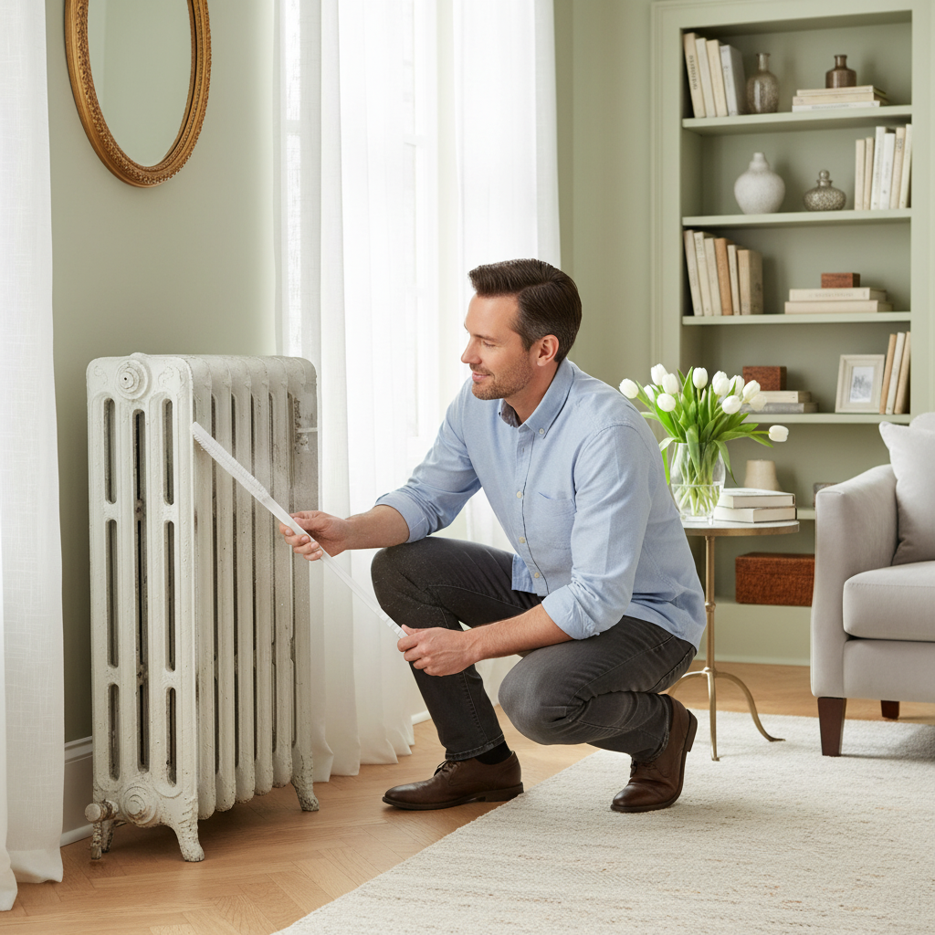 Brosse radiateur fonte manche long sans rayure ergonomique