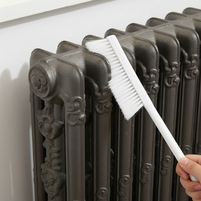 Brosse radiateur fonte manche long sans rayure avec poils doux