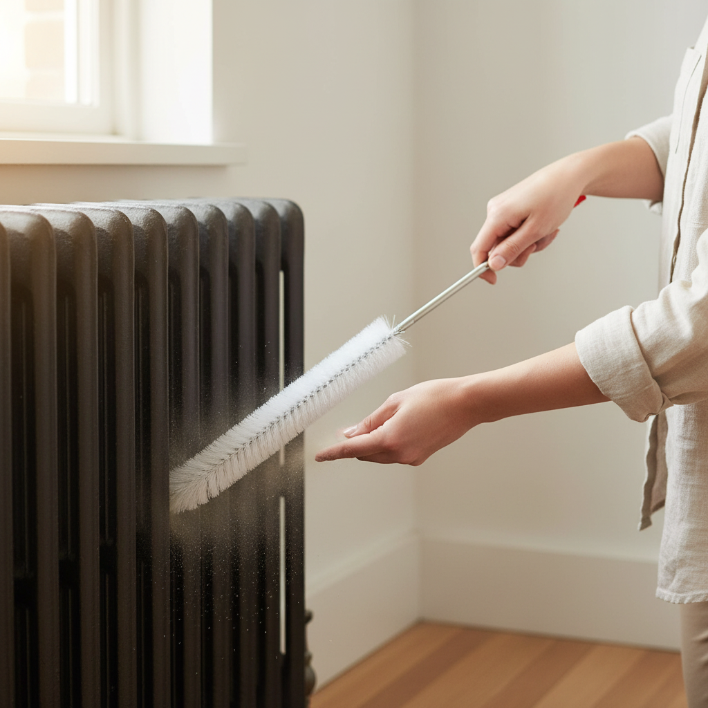 Goupillon nettoyage radiateur Manche telescopique 81cm poussiere