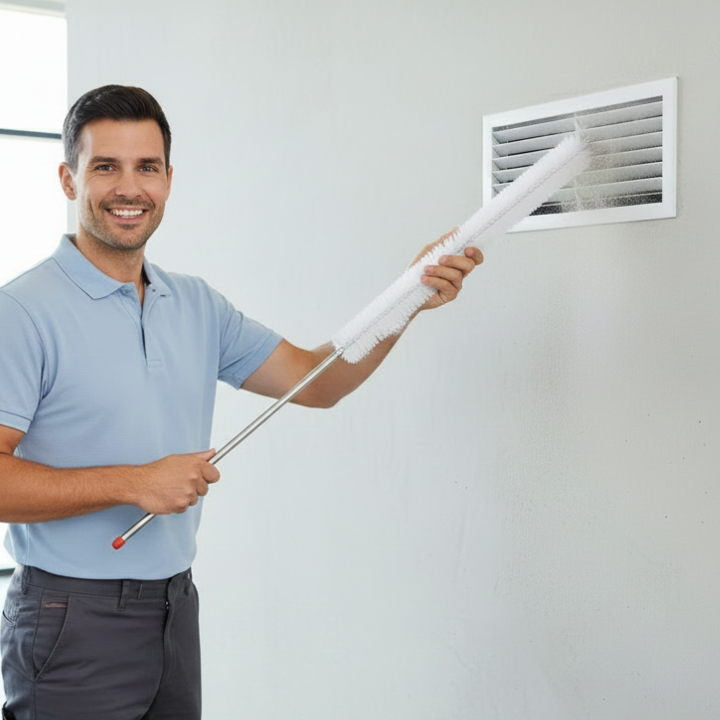 Goupillon nettoyage radiateur Manche telescopique 81cm  sans effort