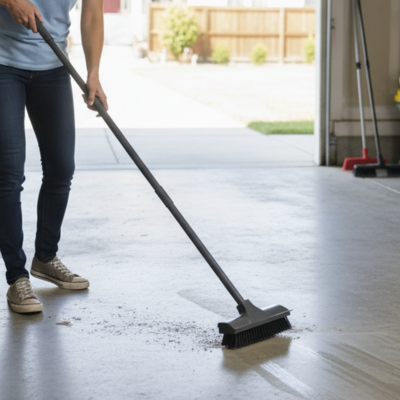 balai brosse dure télescopique nettoie garage