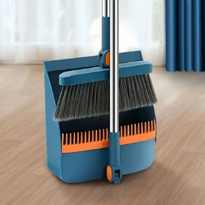 balai et pelle bleu au salon