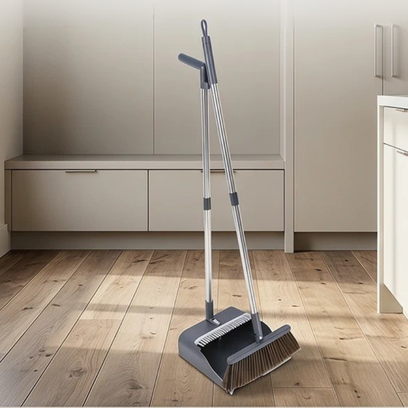 Balai pelle long manche Ajustable Ergonomique gris