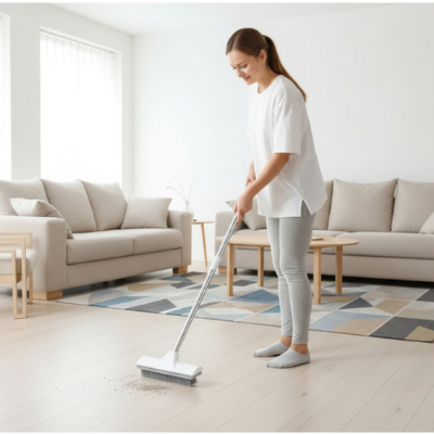 balai pour carrelage Duo Clean 2-en-1 nettoyage salon