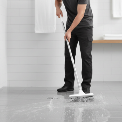 balai pour carrelage Duo Clean 2-en-1 racle l'eau
