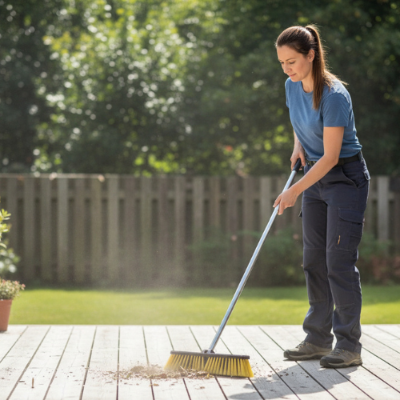 balai pour terrasse beton ErgoComfort45° nettoyage sol bois