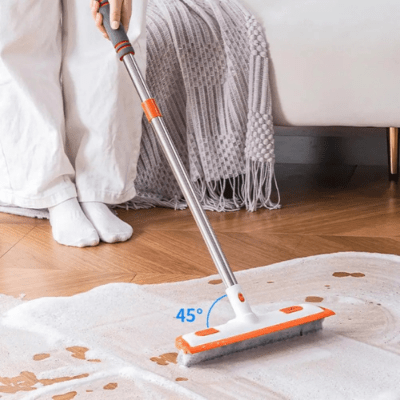 elle brosse sol balaie brosse telescopique orange