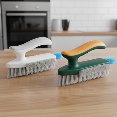 brosse carrelage double tete blanc et vert orange