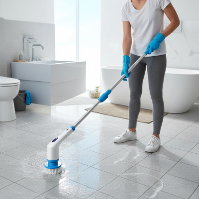 brosse carrelage electrique Multi-Puissance 10-en-1 bleu blanc