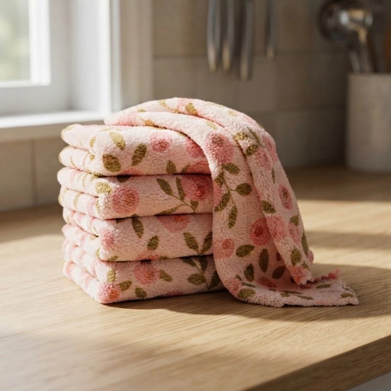 Chiffon en microfibre double face rose