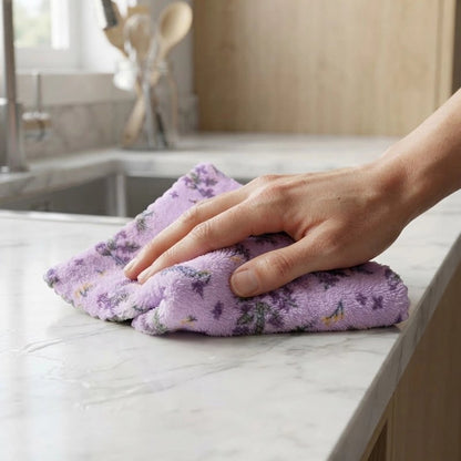 Chiffon en microfibre violet double face