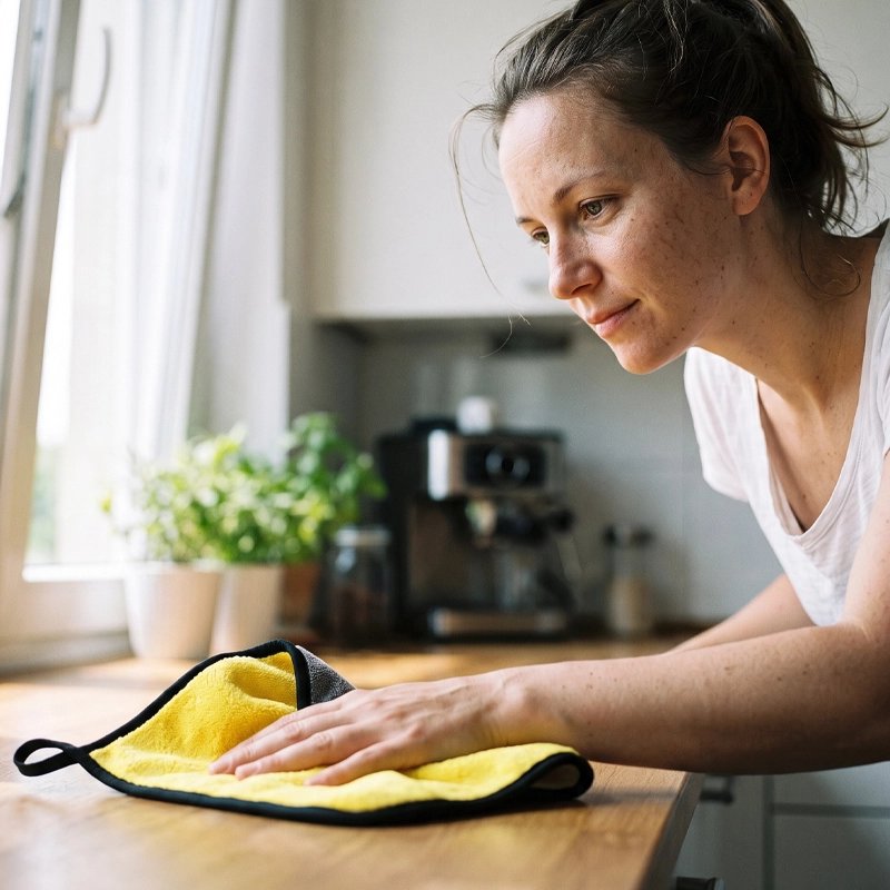 Lingette microfibre nettoie plan de travail