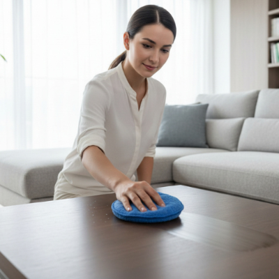 nettoyage surface salon avec EPONGE MICROFIBRE UltraMousse