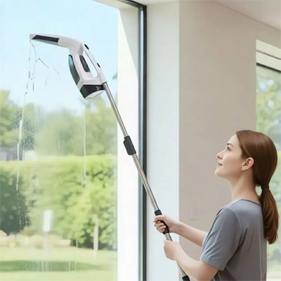 Nettoyeur de vitre sans traces avec extension télescopique