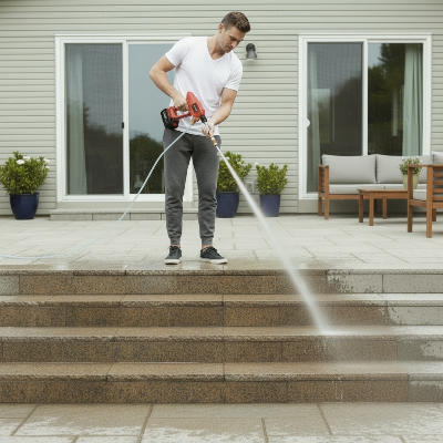 nettoyeur haute pression sans fils PowerFree 100Bar pour nettoyer escalier extérieur