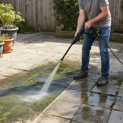 nettoyeur portable AquaJet Pro terrasse verdâtre