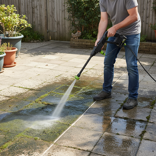 nettoyeur portable AquaJet Pro terrasse verdâtre