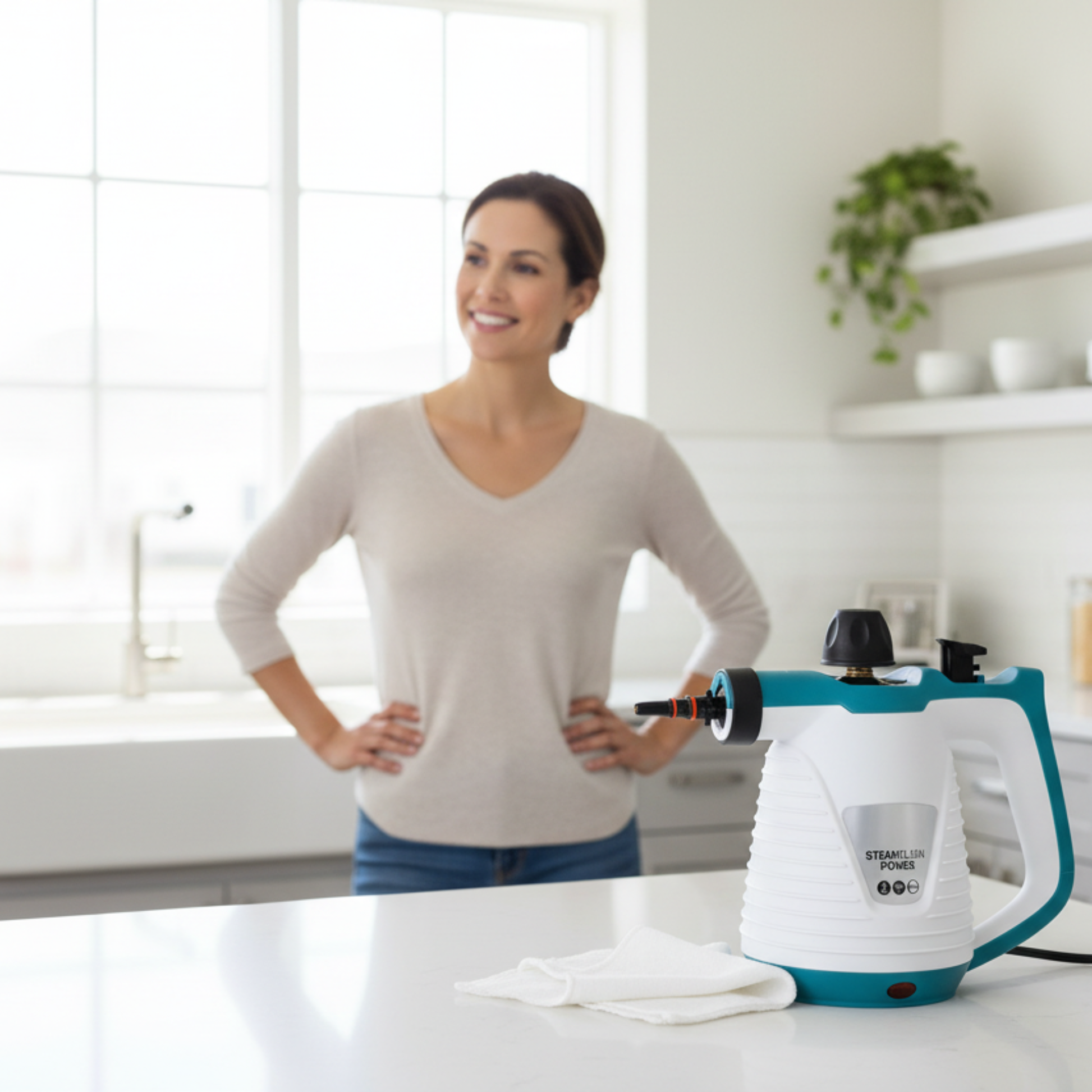 nettoyeur vapeur portable CleanExpress blanc bleu