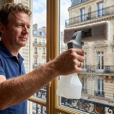 Nettoyeur vitre Professionnel Sans Traces avec chiffon microfibre lavable