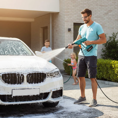 nettoyeurs haute pression sans fil PortabPower nettoyer voiture en famille