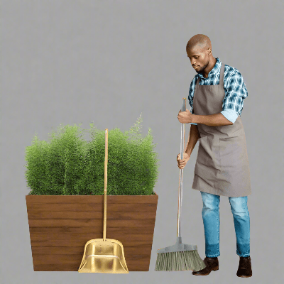 homme à pelle avec manche jardin