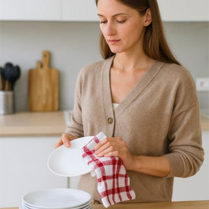 Torchon microfibre à carreaux nettoie sans rayer la vaisselle délicate